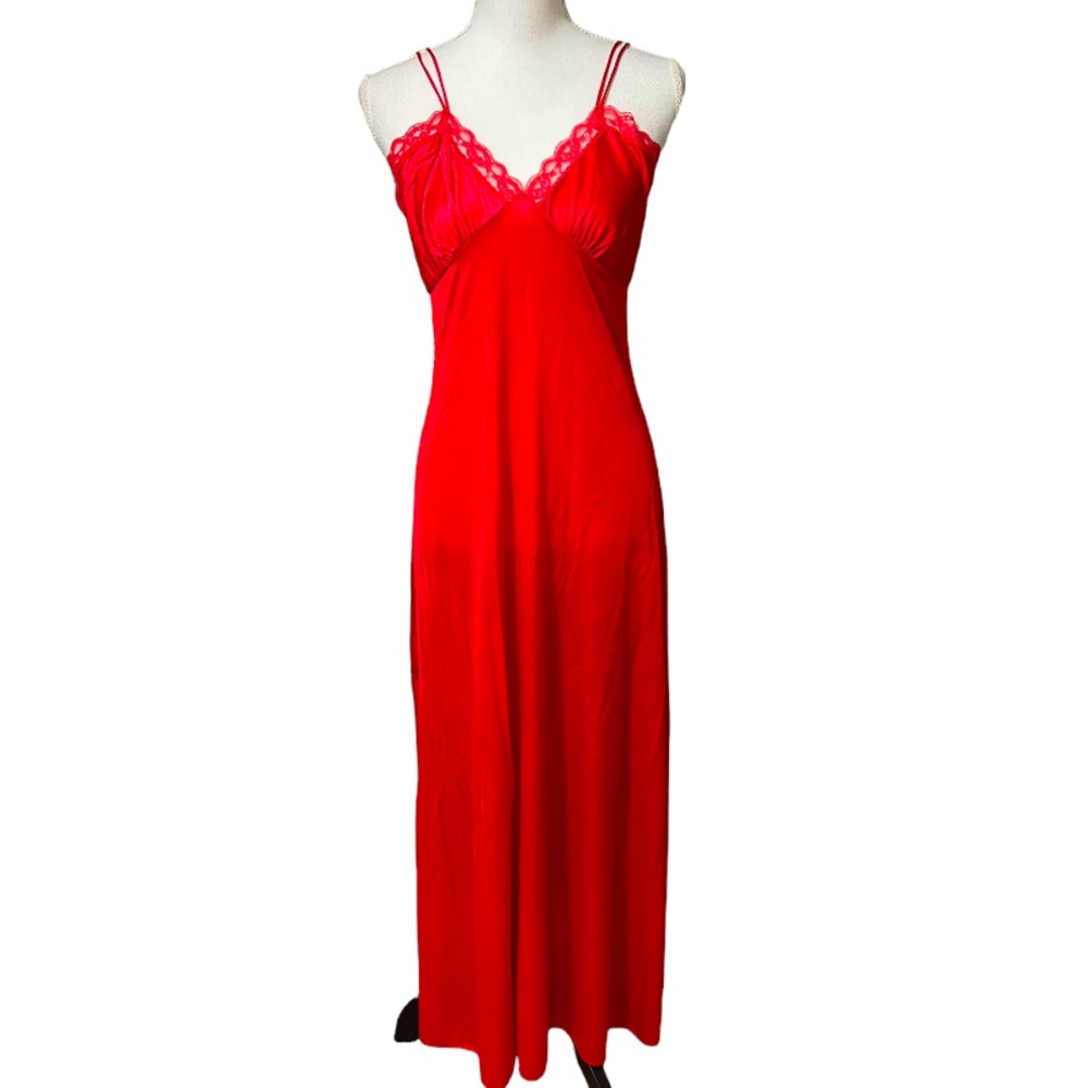 Vintage Blood red goddess nightgown nightie slip dress